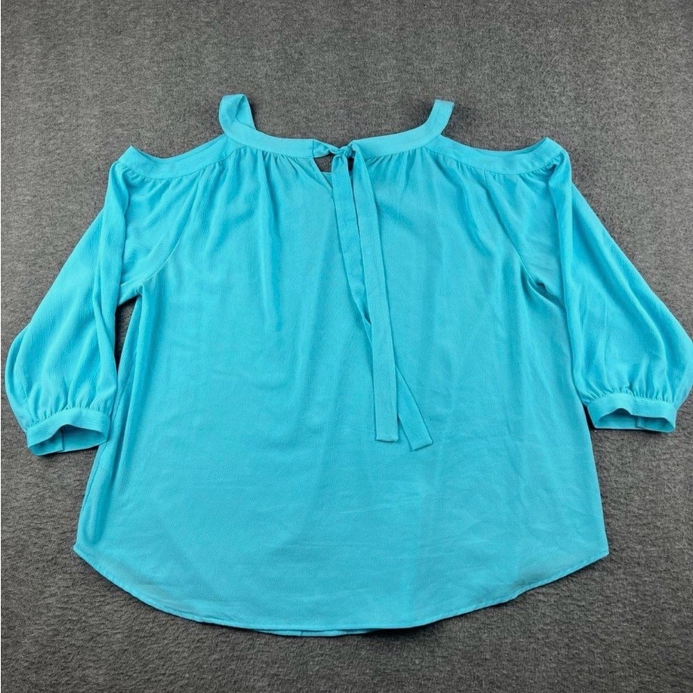 Kaari Aqua/ Turquoise Cold Shoulder Blouse